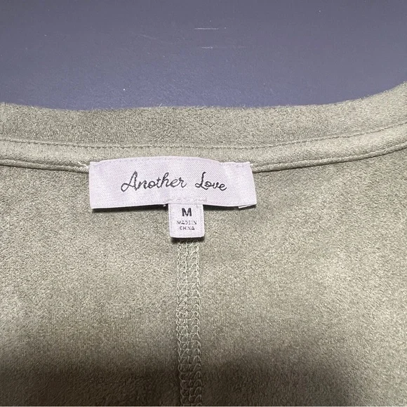 Another Love Velvet Mini Dress Hunter Green V-Neck A-Line Medium Soft - Picture 5 of 8